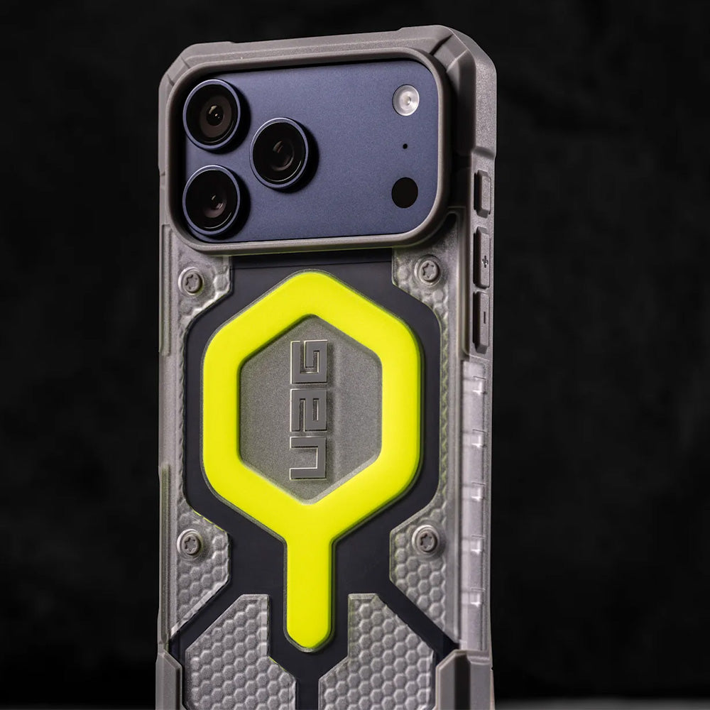 Handyhülle für iPhone 17 Pro, Urban Armor Gear Pathfinder Clear Mag mit MagSafe, Transparent und Gelb