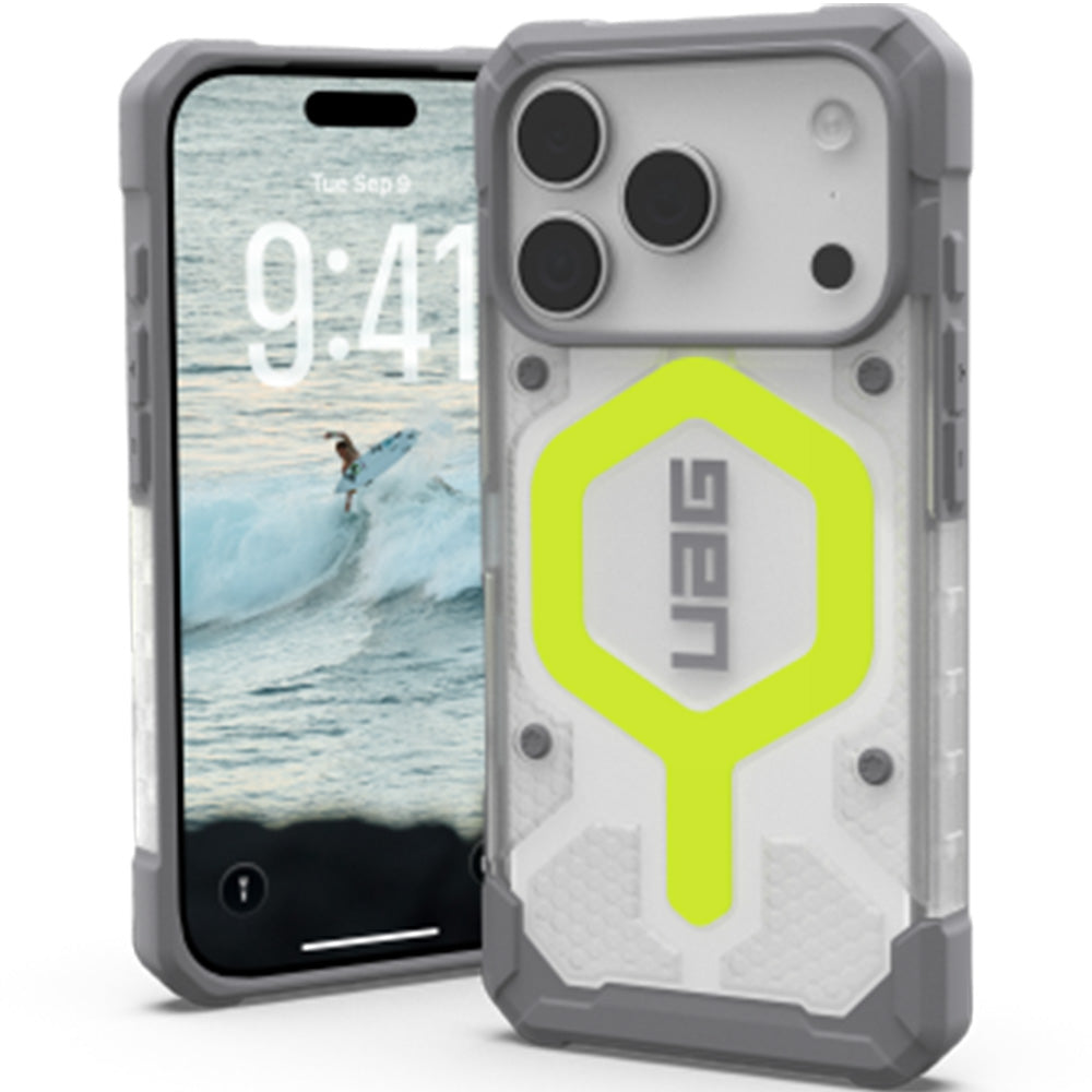 Handyhülle für iPhone 17 Pro, Urban Armor Gear Pathfinder Clear Mag mit MagSafe, Transparent und Gelb