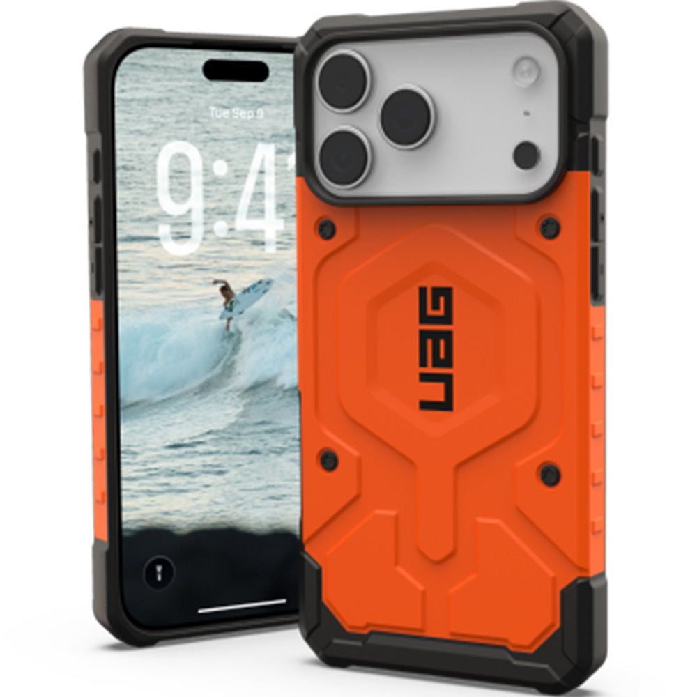 Handyhülle für iPhone 17 Pro Max, Urban Armor Gear Pathfinder Mag mit MagSafe, Orange mit Schwarzen Elementen