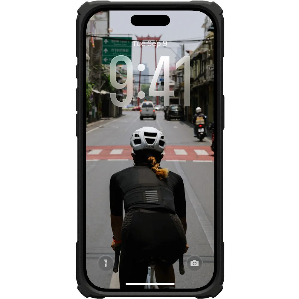 Handyhülle für iPhone 17 Pro, Urban Armor Gear Plasma XTE Mag mit MagSafe, Grau mit schwarzen Rahmen