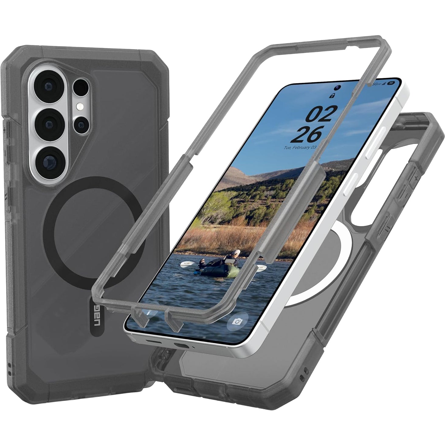 Handyhülle für Galaxy S26 Ultra, Urban Armor Gear Trooper Mag, Schwarz und Transparent