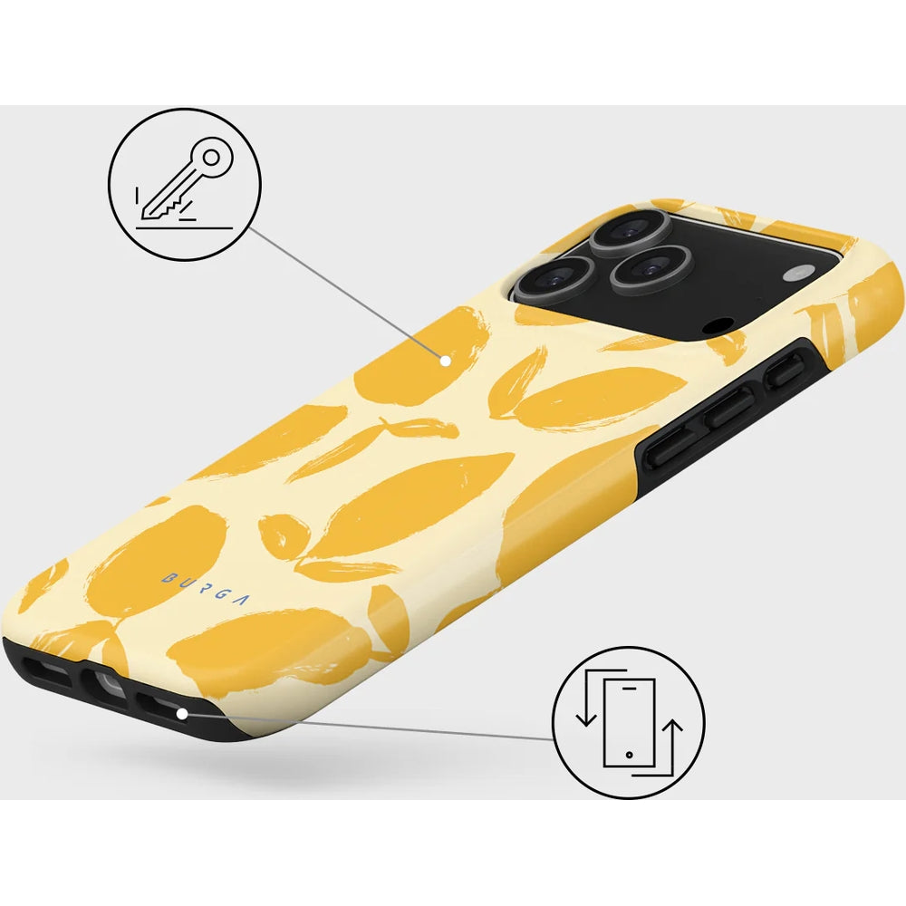 Handyhülle für iPhone 17 Pro Max, Burga Lemon Tart Tough Magnetic, Gelb mit Zitronenmuster
