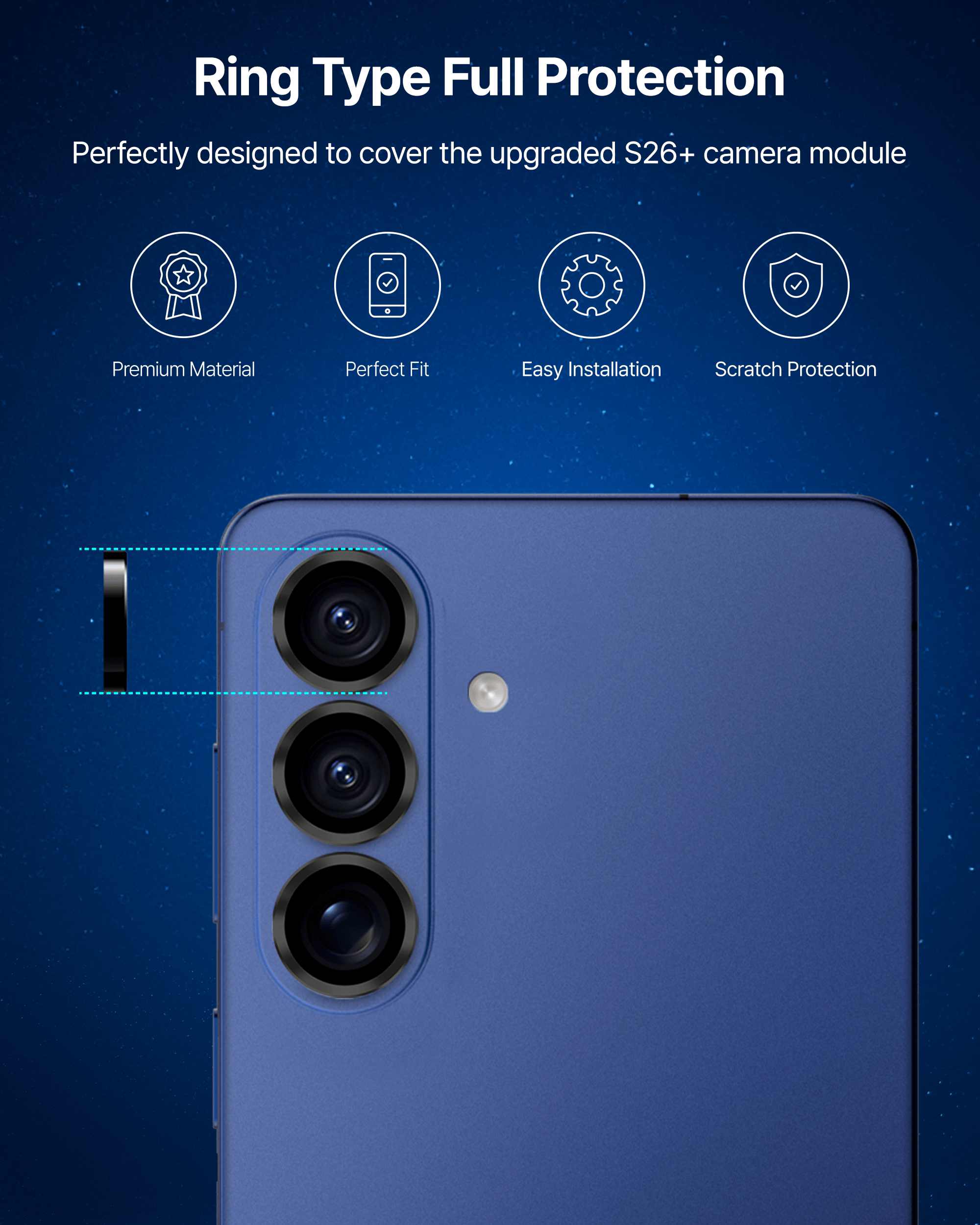 Kameraschutzglas für Galaxy S26, Galaxy S26+, Whitestone CLenZ Camera Protector, 1 Stück (2/6)