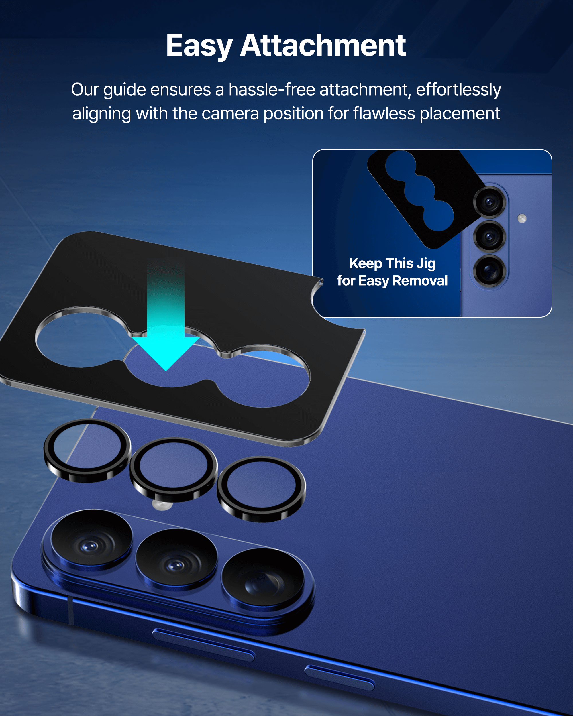 Kameraschutzglas für Galaxy S26, Galaxy S26+, Whitestone CLenZ Camera Protector, 1 Stück (4/6)