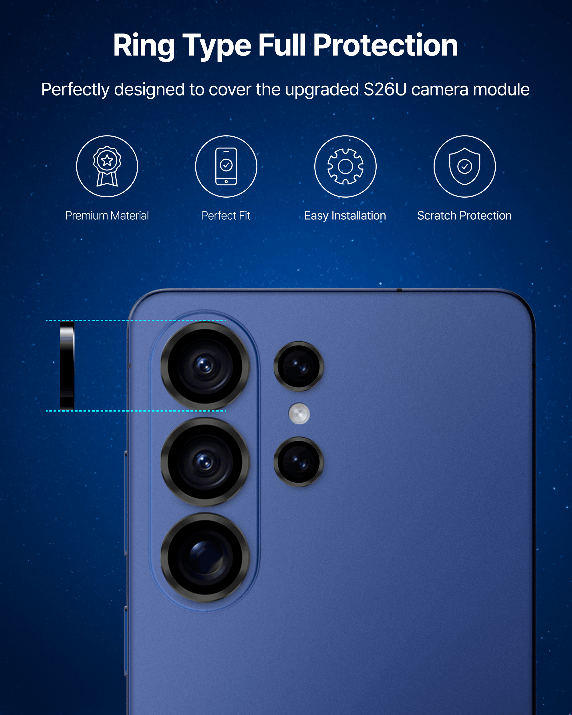 Kameraschutzglas für Galaxy S26 Ultra, Whitestone CLenZ Camera Protector, 1 Stück (2/6)