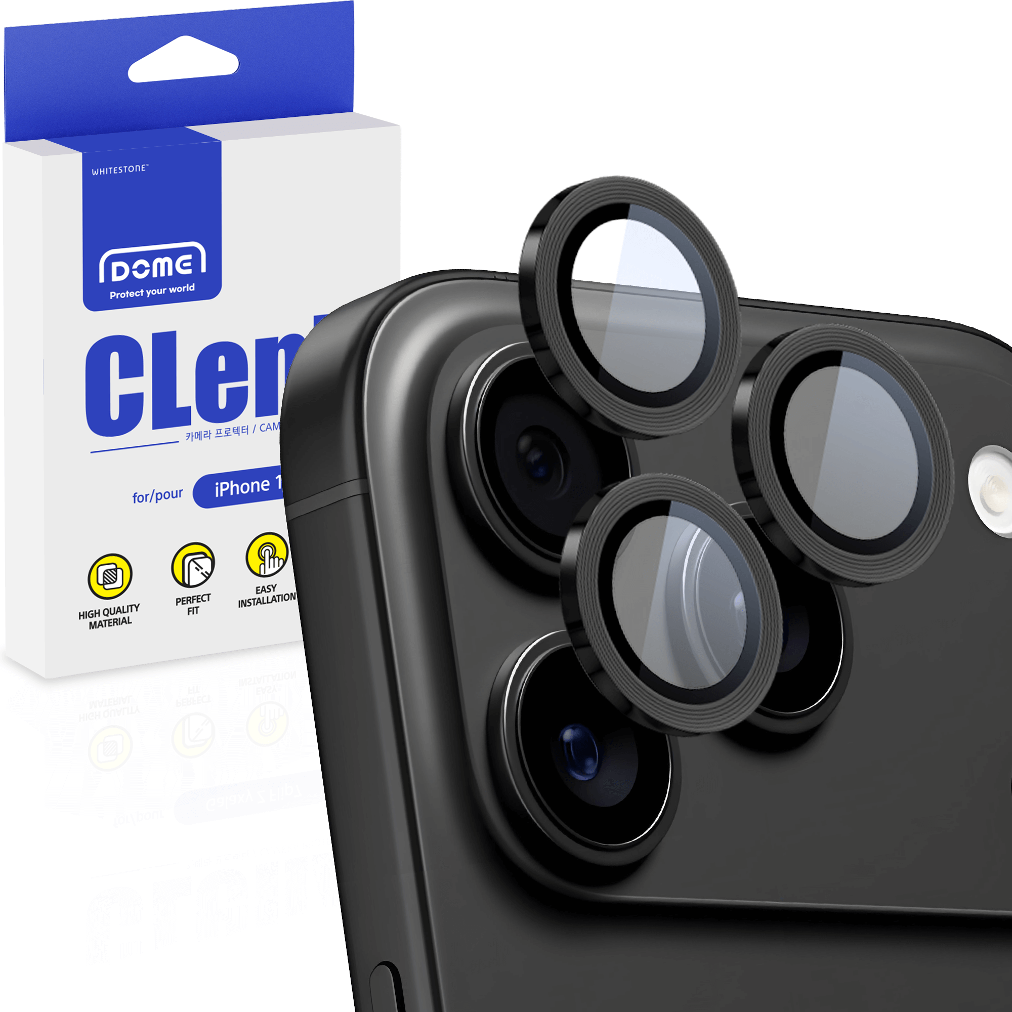 Kameraschutzglas für iPhone 17 Pro / Max, Whitestone CLenZ Camera Protector, 1 Stück (1/6)