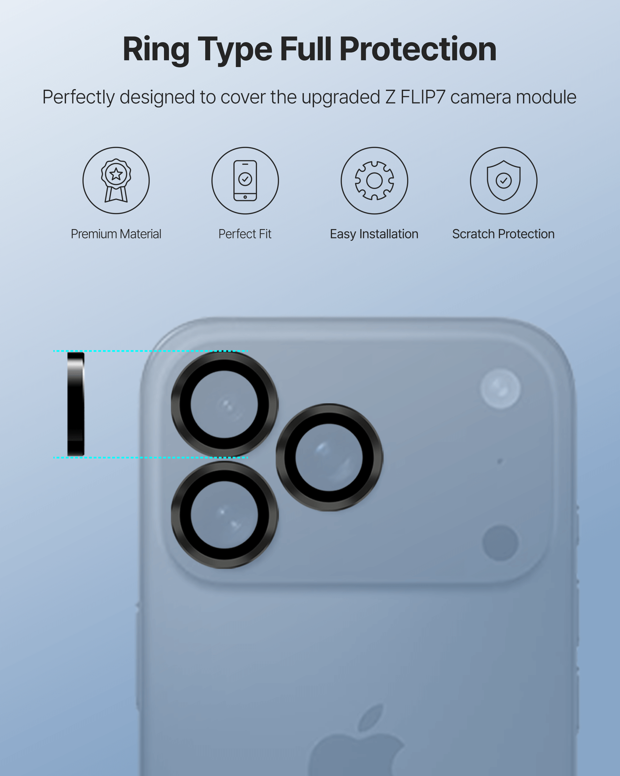 Kameraschutzglas für iPhone 17 Pro / Max, Whitestone CLenZ Camera Protector, 1 Stück (2/6)