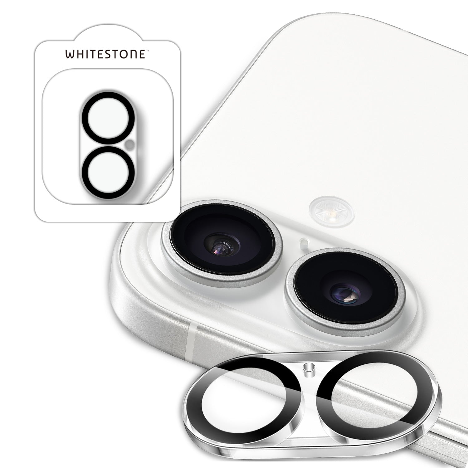 Kameraschutzglas für iPhone 16 / Plus, Whitestone CLenZ Camera Protector, 1 Stück (3/4)