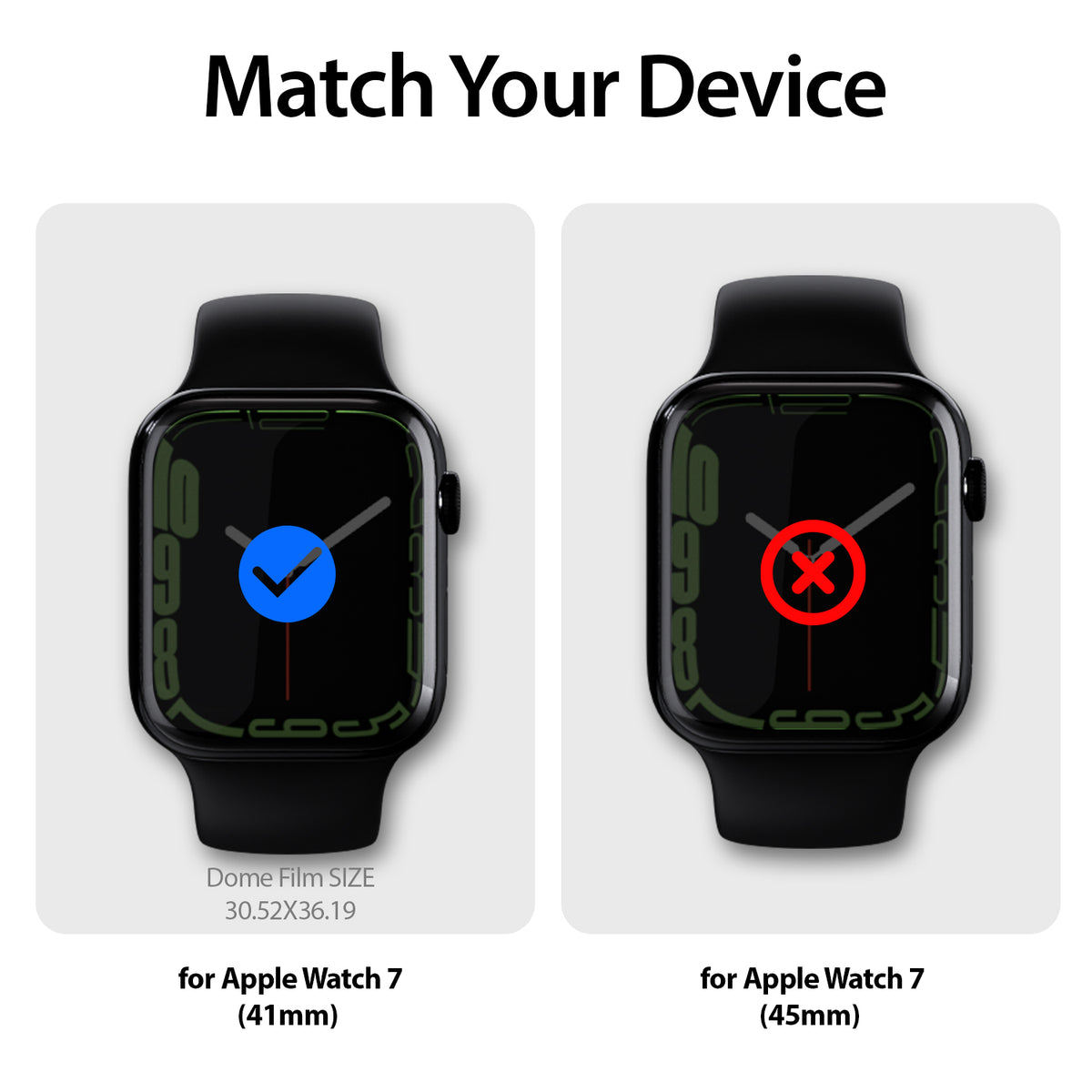 Displayschutzfolie für Apple Watch 9 / 8 / 7 (41 mm), Whitestone Dome Premium TPU Film, 6 Stück