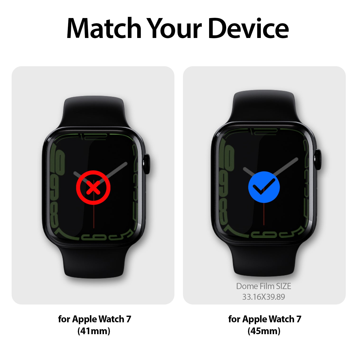 Displayschutzfolie für Apple Watch 9 / 8 / 7 (45 mm), Whitestone Dome Premium TPU Film, 6 Stück