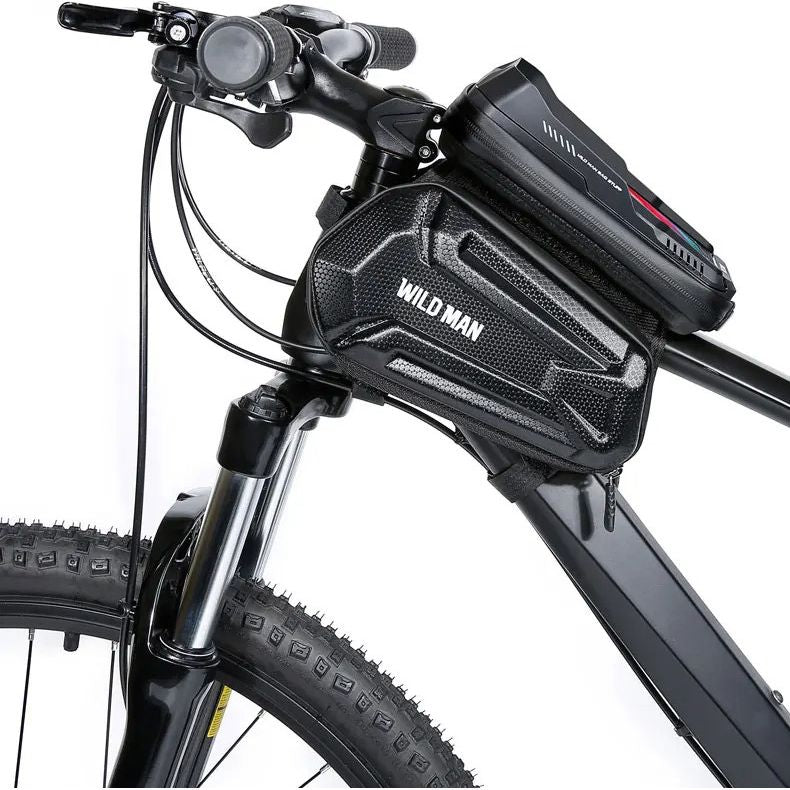 Fahrradhalterung, Rahmentasche Wildman XT6, Schwarz mit hexagonalem Muster
