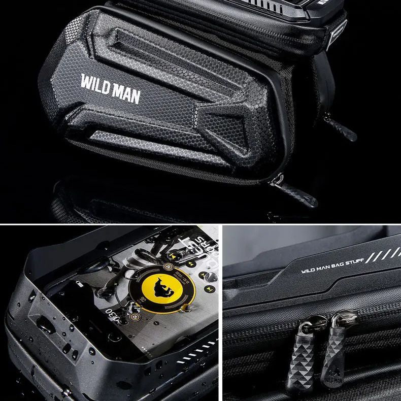 Fahrradhalterung, Rahmentasche Wildman XT6, Schwarz mit hexagonalem Muster