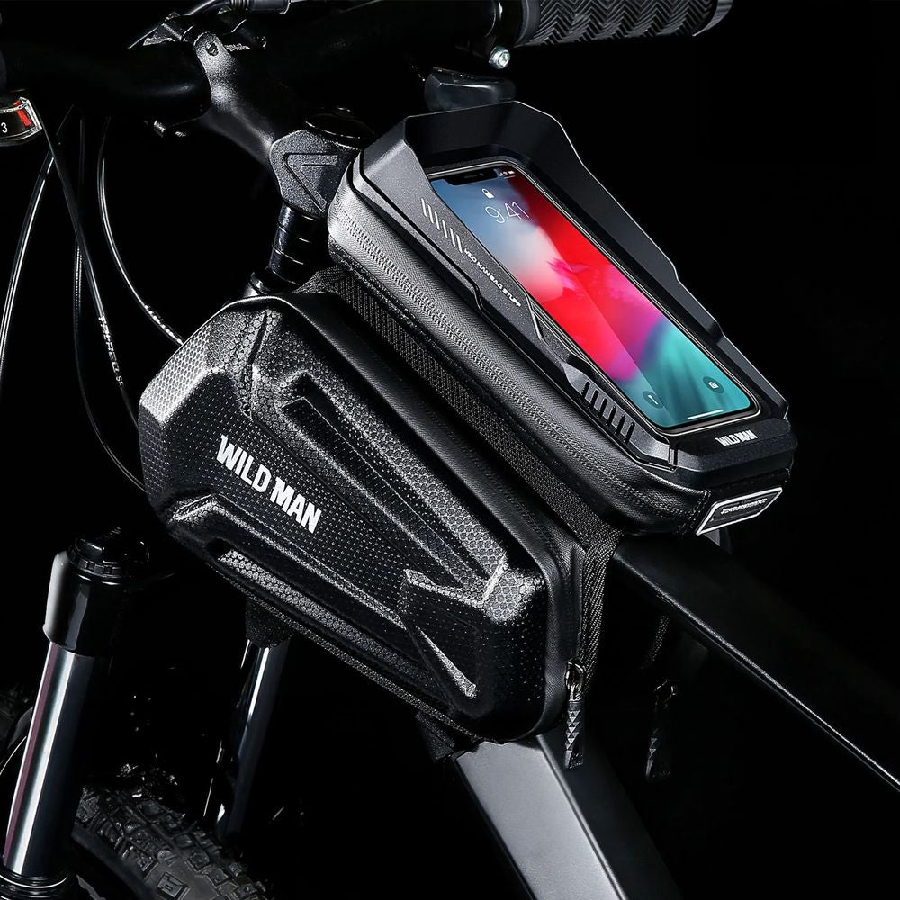 Fahrradhalterung, Rahmentasche Wildman XT6, Schwarz mit hexagonalem Muster