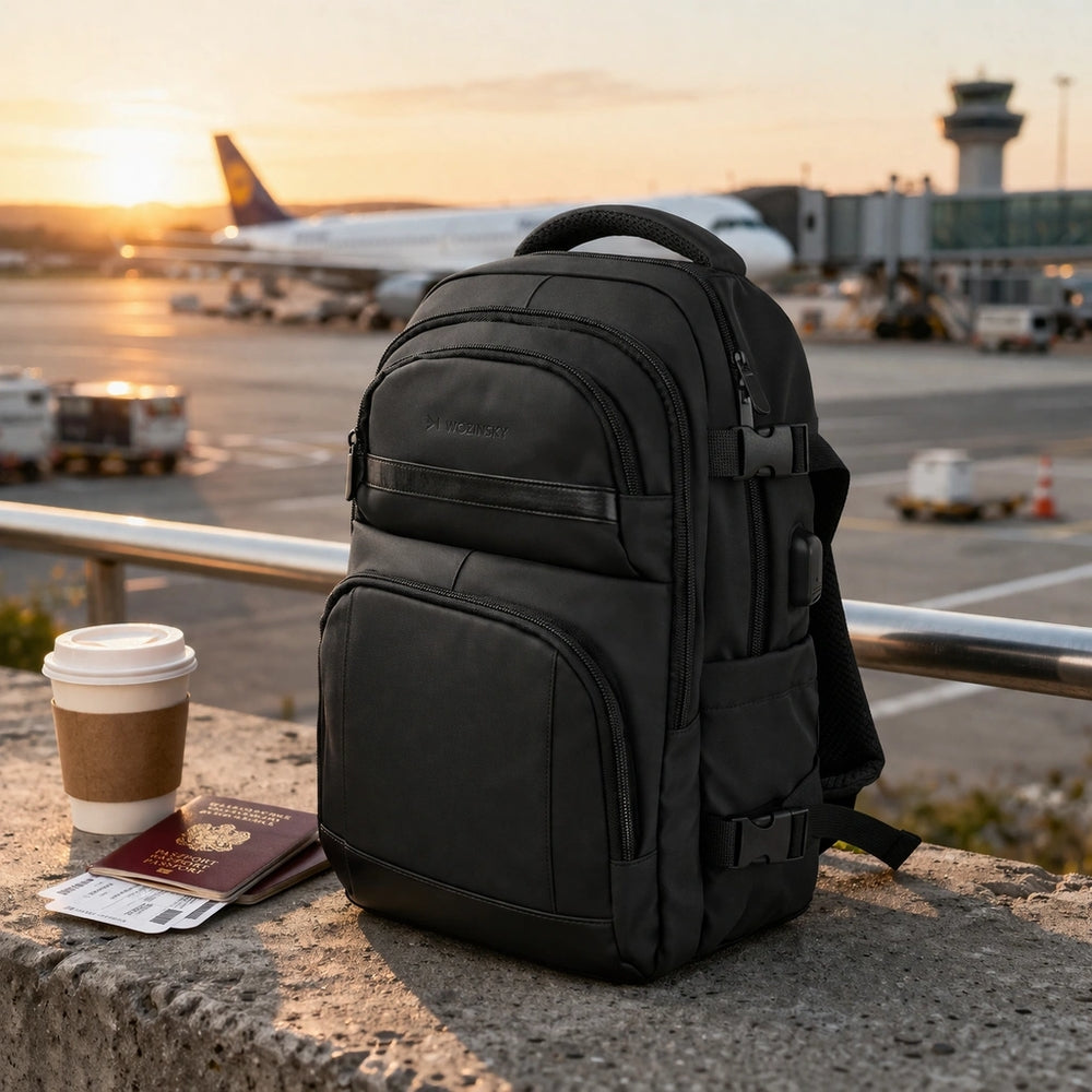 Reiserucksack mit Platz für einen Laptop, 20l, 40x20x25 cm, Wozinsky WPW-20L, Schwarz