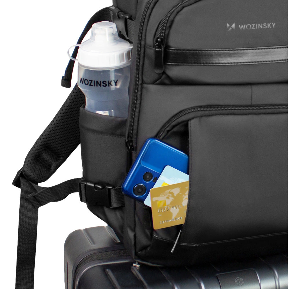 Reiserucksack mit Platz für einen Laptop, 20l, 40x20x25 cm, Wozinsky WPW-20L, Schwarz