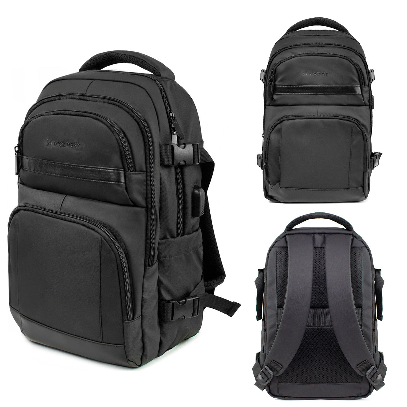 Reiserucksack mit Platz für einen Laptop, 20l, 40x20x25 cm, Wozinsky WPW-20L, Schwarz