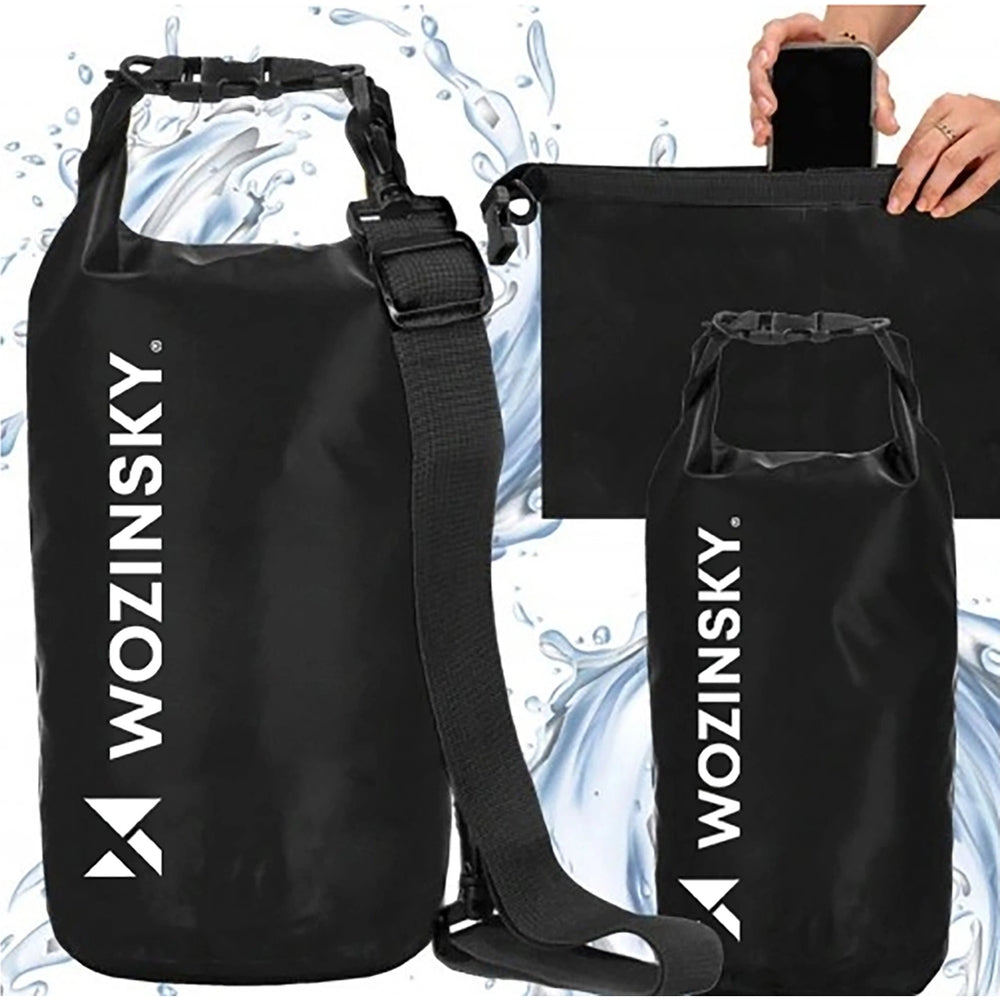 Wasserdichter Reisebeutel 10 l, Wozinsky WWK-10, Schwarz