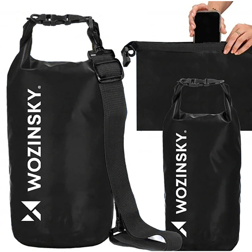 Wasserdichter Reisebeutel 10 l, Wozinsky WWK-10, Schwarz