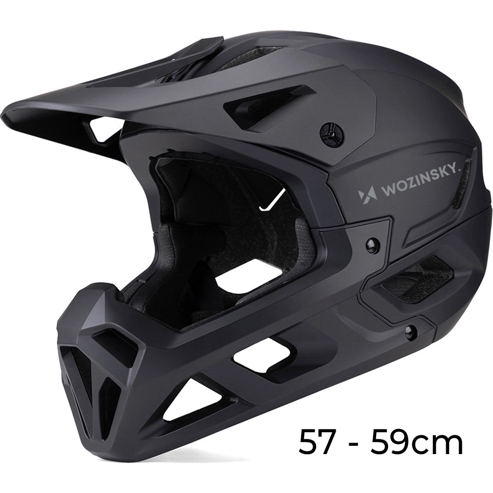 Fahrradhelm Fullface 57-59 cm mit abnehmbarem Visier, Wozinsky HT-58, Schwarz