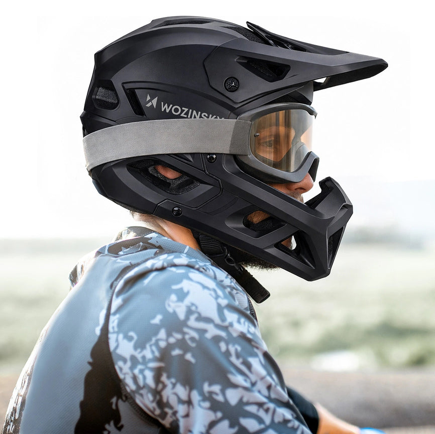 Fahrradhelm Fullface 57-59 cm mit abnehmbarem Visier, Wozinsky HT-58, Schwarz