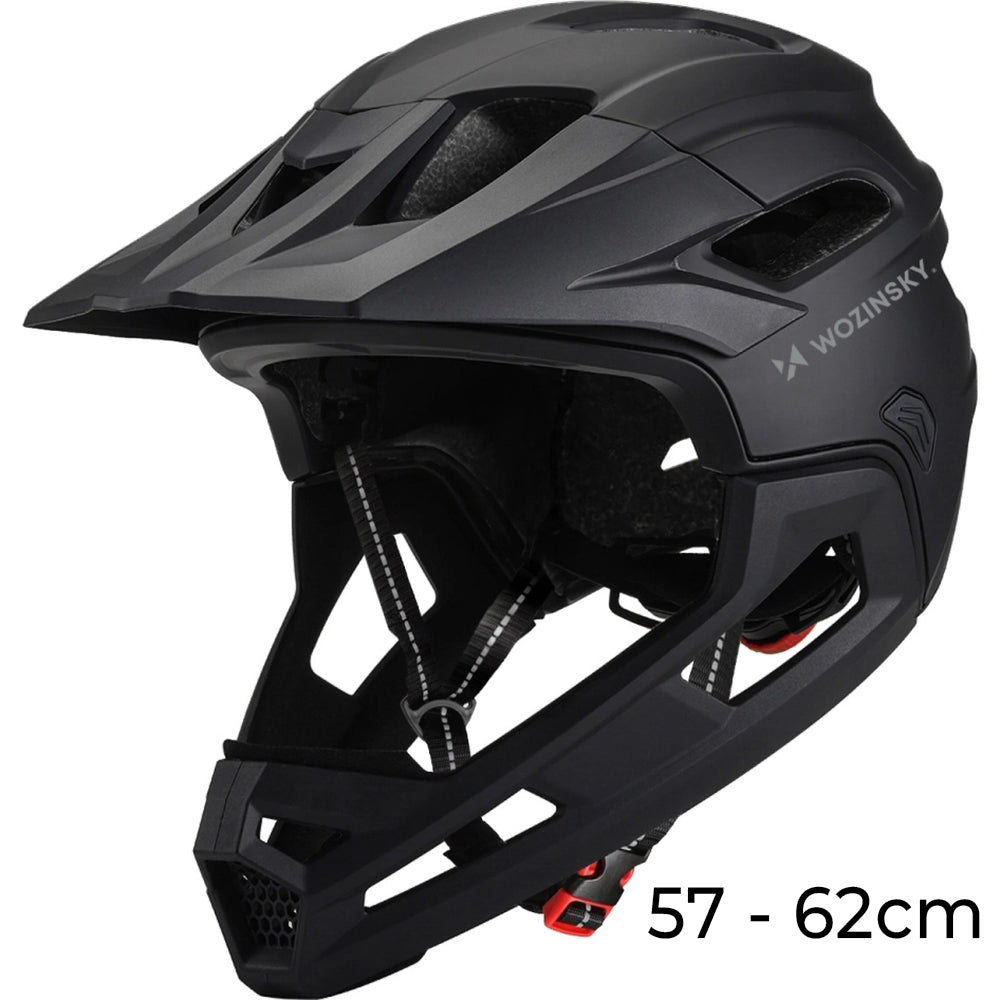 Fahrradhelm 57-62 cm mit abnehmbarem Visier, Wozinsky HT-009, Schwarz