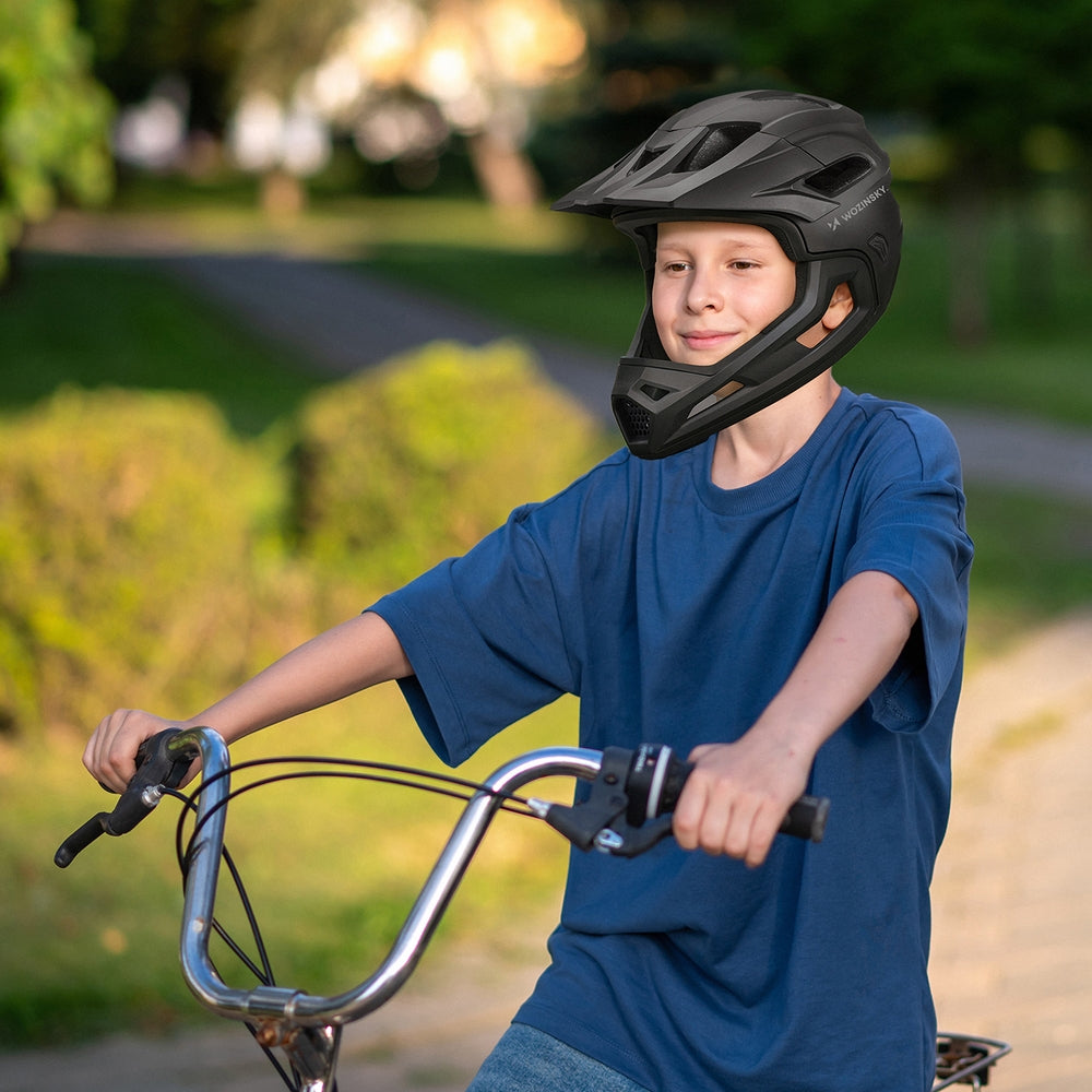 Fahrradhelm 57-62 cm mit abnehmbarem Visier, Wozinsky HT-009, Schwarz