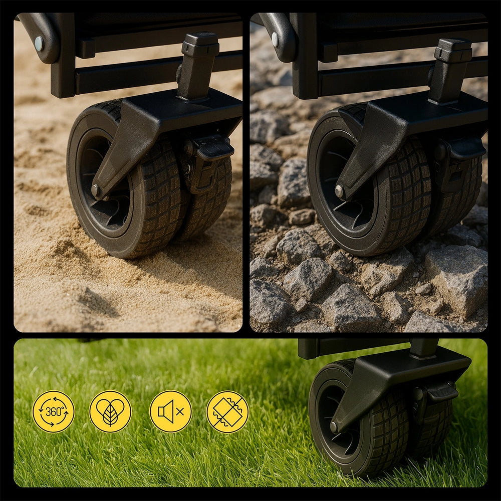 Strand-, Reise- und Gartenwagen Wozinsky WZP-100 mit Sicherheitsnetz, bis 100 kg, Schwarz