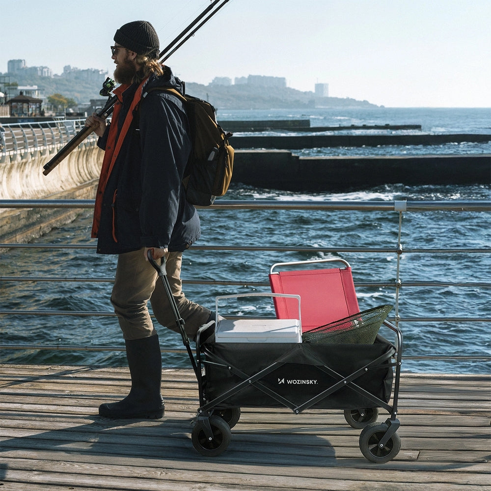 Strand-, Reise- und Gartenwagen Wozinsky WZP-100 mit Sicherheitsnetz, bis 100 kg, Schwarz