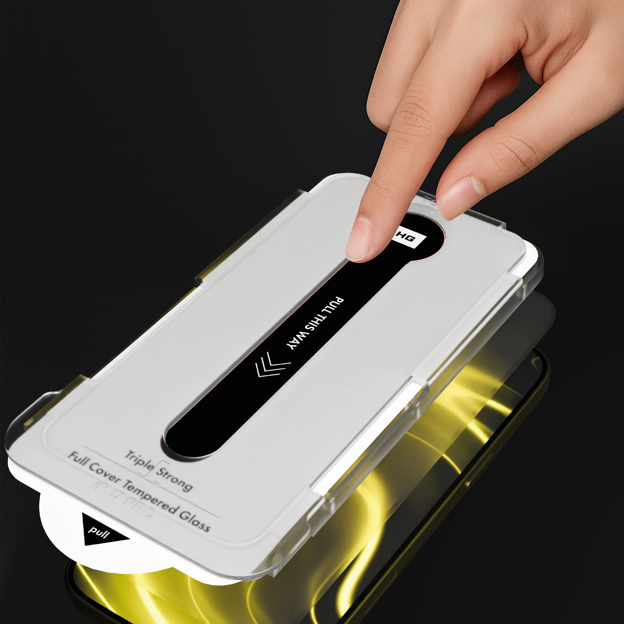 Gehärtetes Glas mit Applikator für iPhone 15 Pro Max, Hammer Glass XPress Protect