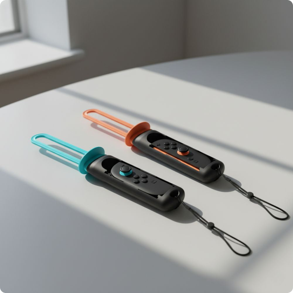 Griff/Aufsätze für Joy-Con Nintendo Switch/Nintendo Switch 2, YAXO Sword Set, Orange/Blau