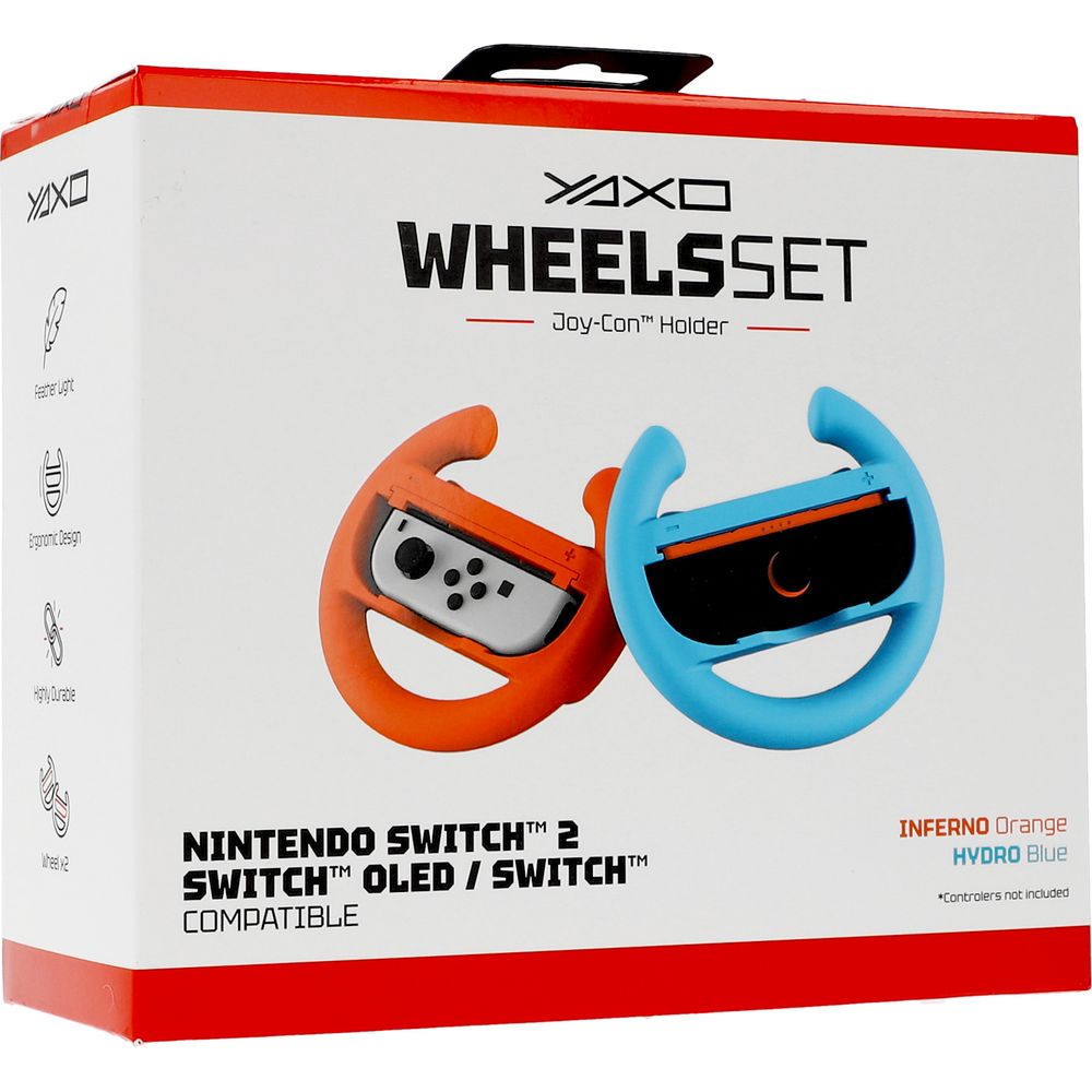 Halterung / Kappen für Joy-Cons für Nintendo Switch 2 / OLED / 1, YAXO Wheels Set, 2 Stück, Orange / Blau