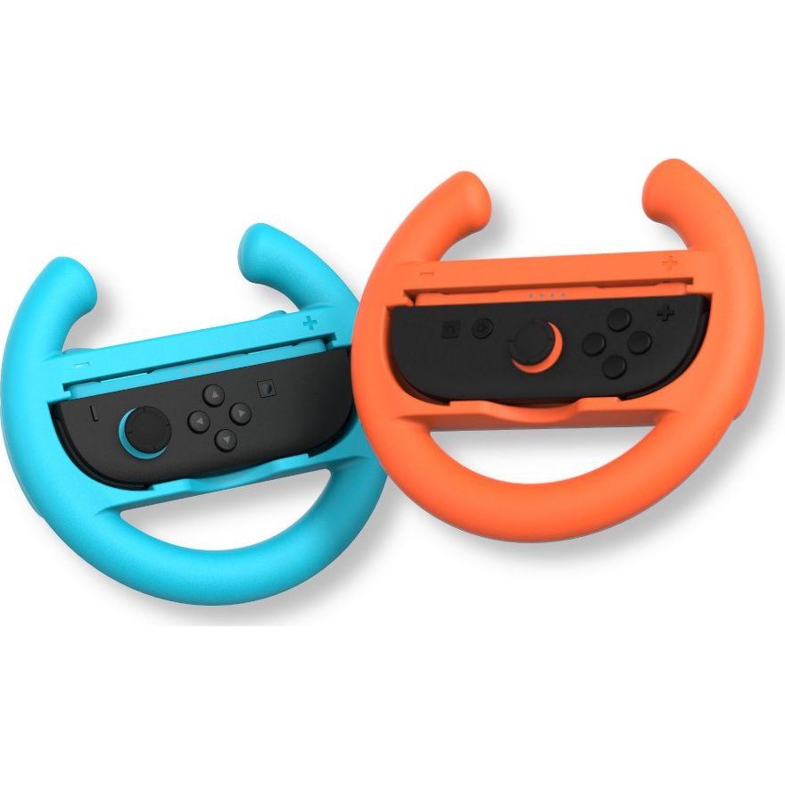 Halterung / Kappen für Joy-Cons für Nintendo Switch 2 / OLED / 1, YAXO Wheels Set, 2 Stück, Orange / Blau