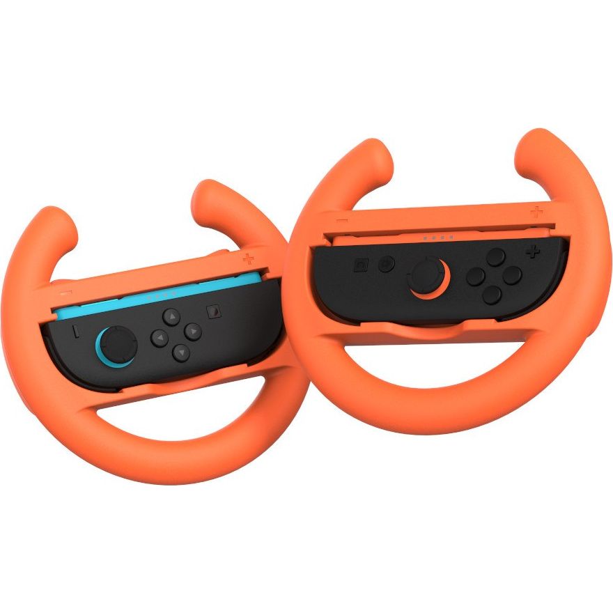 Halterung / Kappen für Joy-Cons für Nintendo Switch 2 / OLED / 1, YAXO Wheels Set, 2 Stück, Orange / Blau