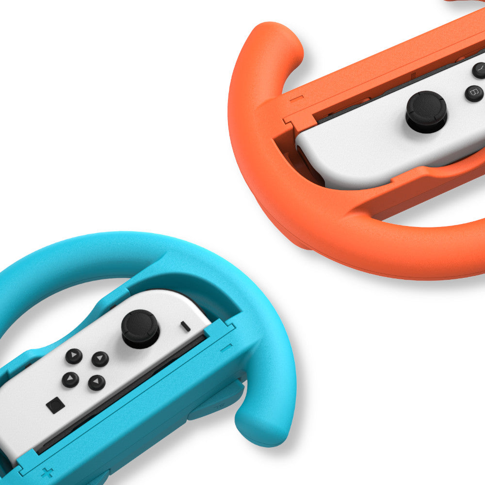 Halterung / Kappen für Joy-Cons für Nintendo Switch 2 / OLED / 1, YAXO Wheels Set, 2 Stück, Orange / Blau