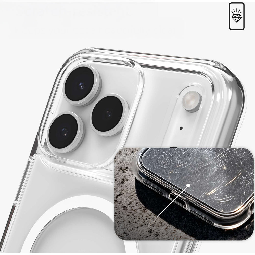 Handyhülle für iPhone 17 Pro Max, ZAGG Crystal Palace Lite Snap mit MagSafe, Transparent und Weiß
