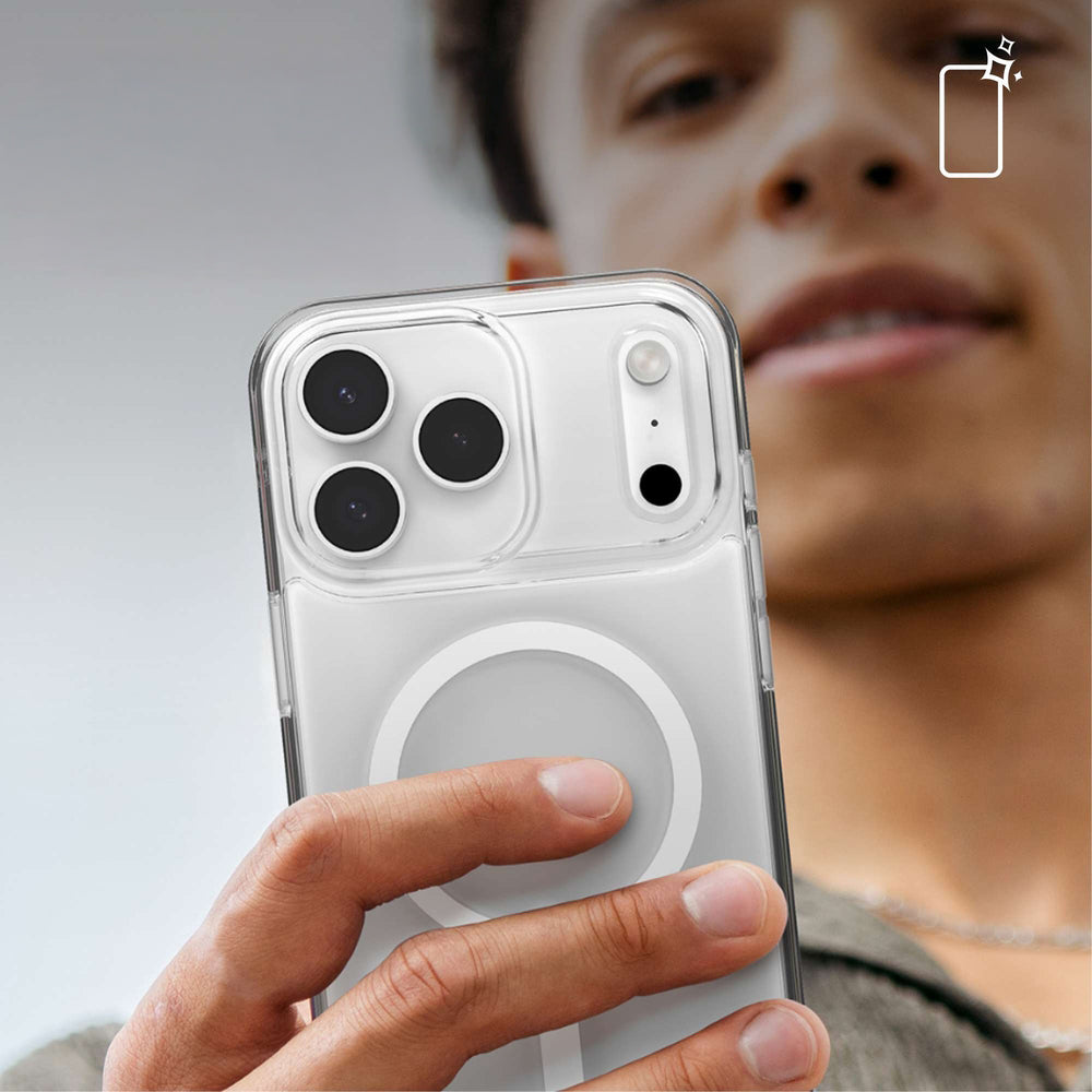 Handyhülle für iPhone 17 Pro Max, ZAGG Crystal Palace Lite Snap mit MagSafe, Transparent und Weiß