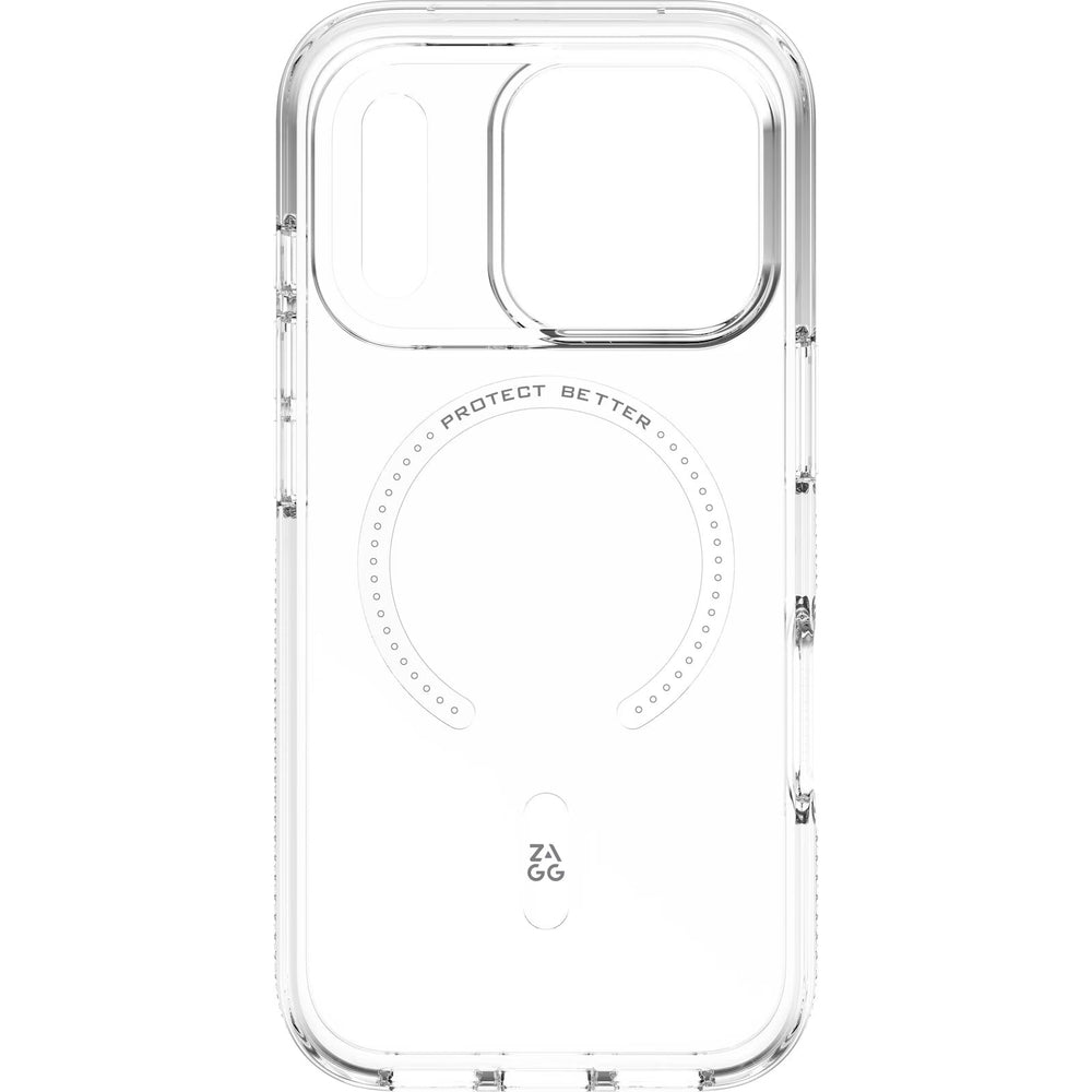 Handyhülle für iPhone 17 Pro, ZAGG Crystal Palace Snap 2 mit MagSafe, Transparent und Weiß