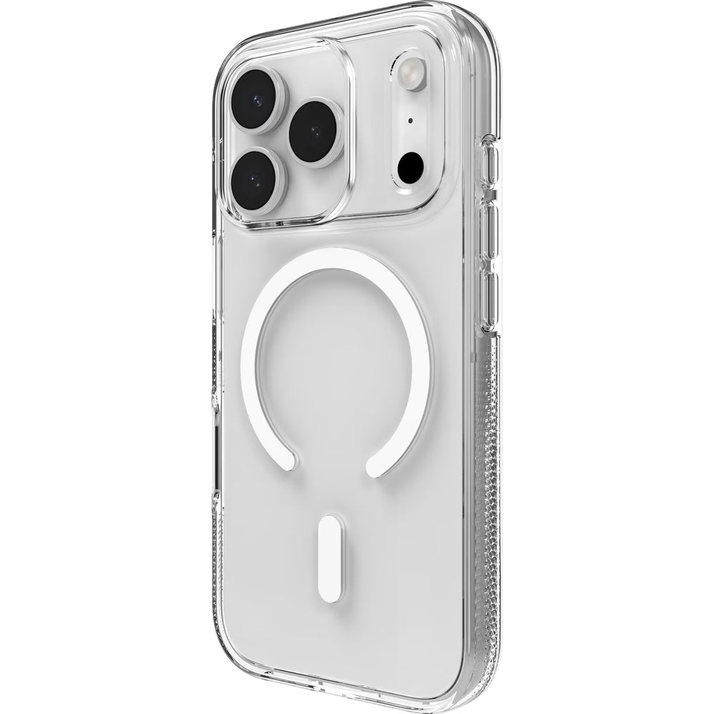 Handyhülle für iPhone 17 Pro, ZAGG Crystal Palace Snap 2 mit MagSafe, Transparent und Weiß