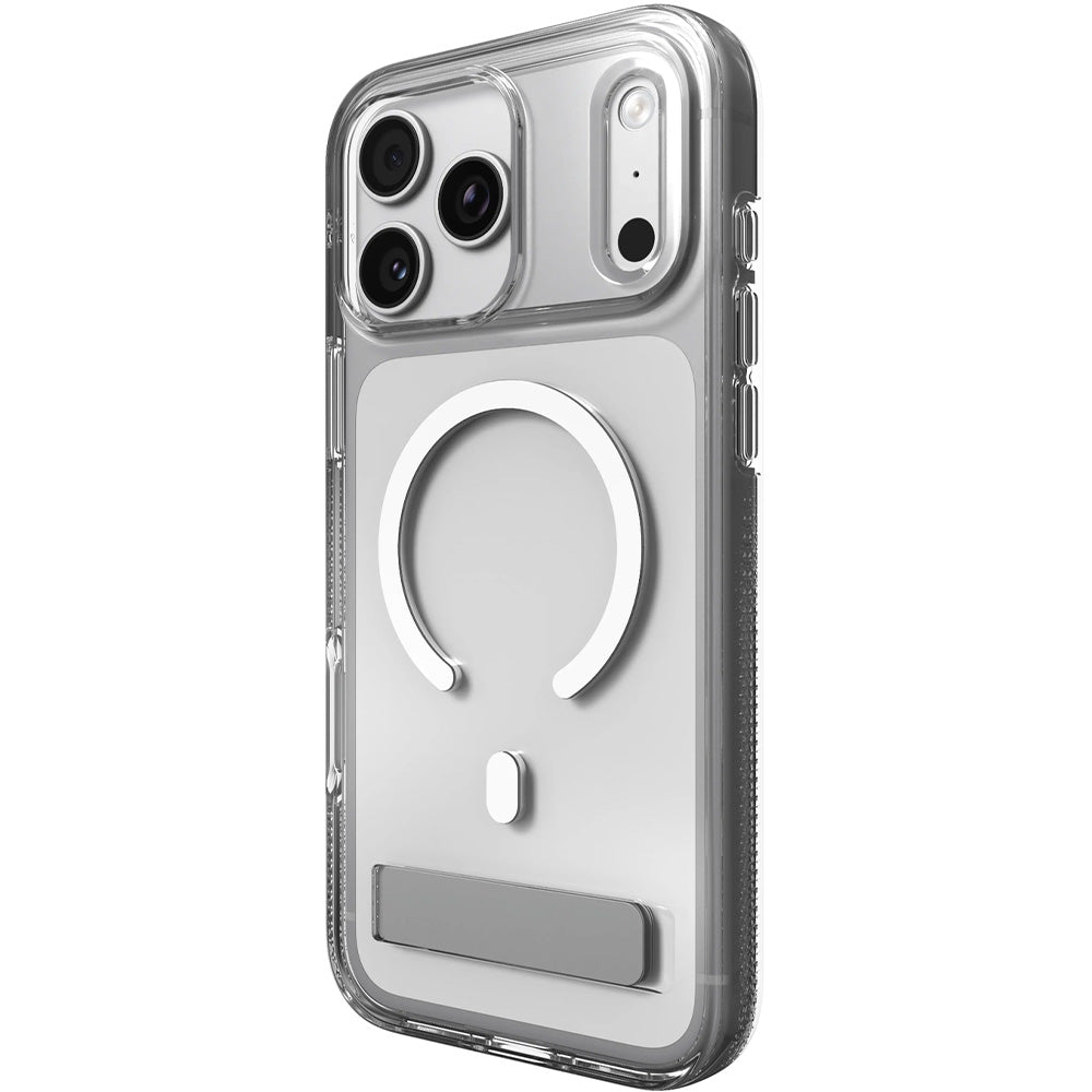 Handyhülle für iPhone 18 Pro Max / 17 Pro Max, ZAGG Crystal Palace Snap Kickstand mit MagSafe, Transparent-Weiß (4/9)