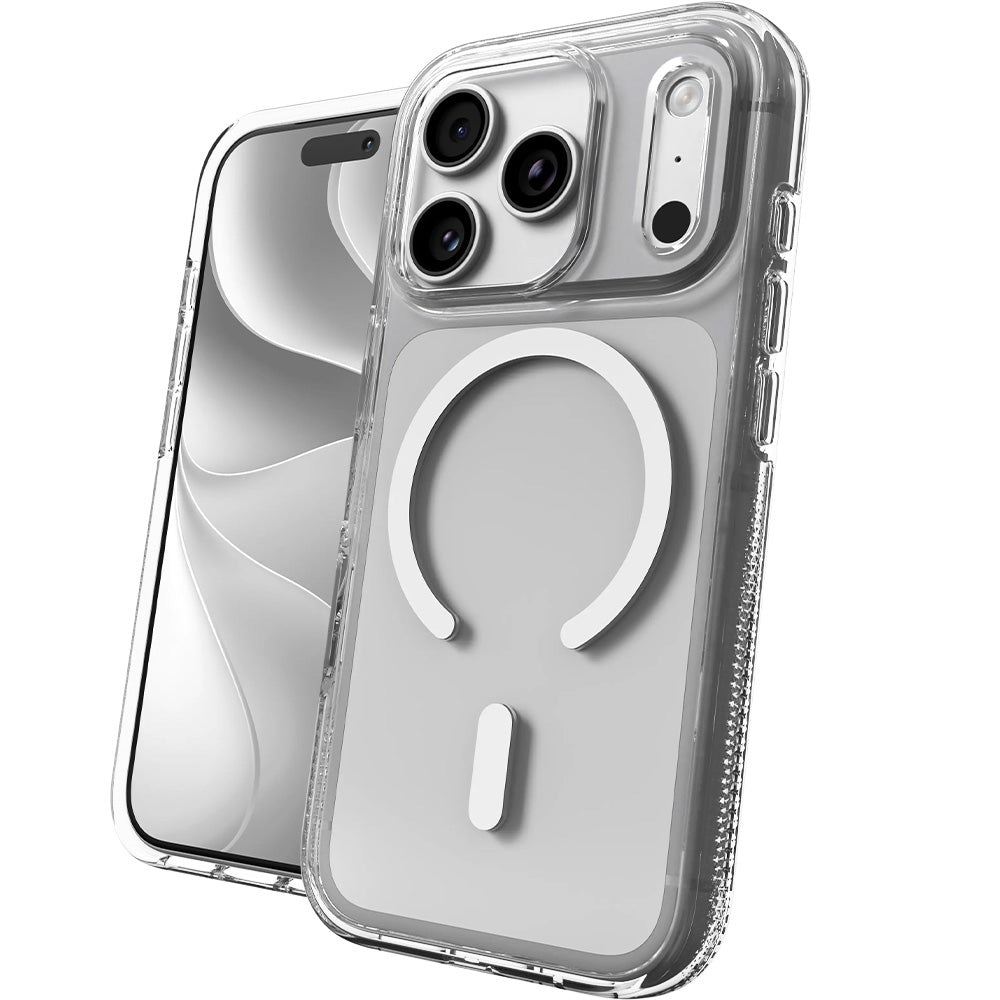 Handyhülle für iPhone 18 Pro / 17 Pro, ZAGG Crystal Palace Snap mit MagSafe, Transparent-Weiß (1/9)