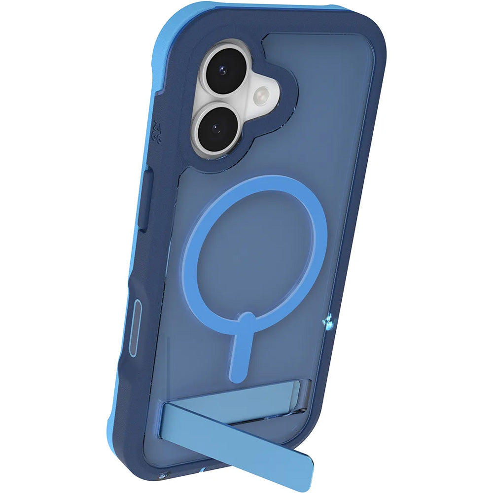 Handyhülle mit Ständer für iPhone 17, Zagg Rainier Snap Kickstand mit MagSafe, Blau