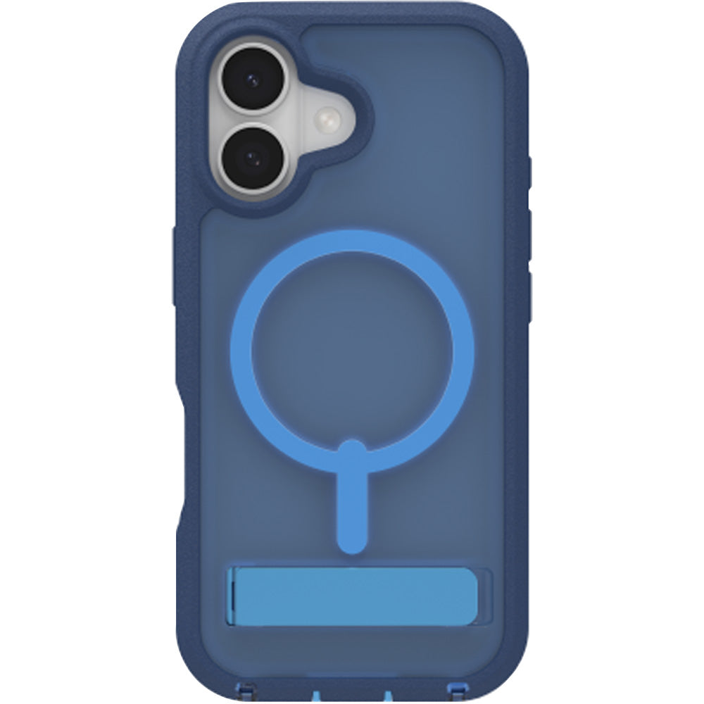 Handyhülle mit Ständer für iPhone 17, Zagg Rainier Snap Kickstand mit MagSafe, Blau