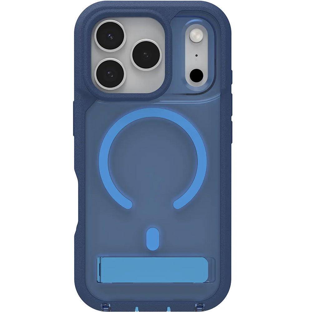 Handyhülle mit Ständer für iPhone 17 Pro, Zagg Rainier Snap Kickstand mit MagSafe, Transparent-Dunkelblau