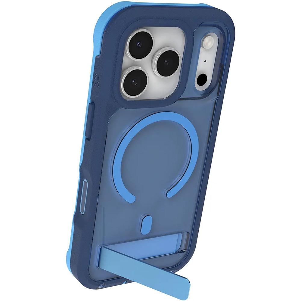 Handyhülle mit Ständer für iPhone 17 Pro Max, Zagg Rainier Snap Kickstand mit MagSafe, Blau