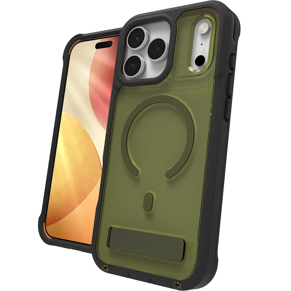 Handyhülle mit Ständer für iPhone 17 Pro, Zagg Rainier Snap Kickstand mit MagSafe, Transparent-Grün