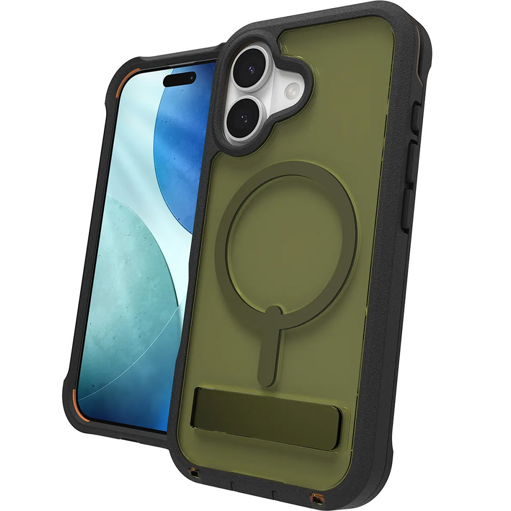 Handyhülle mit Ständer für iPhone 17, Zagg Rainier Snap Kickstand mit MagSafe, Grün