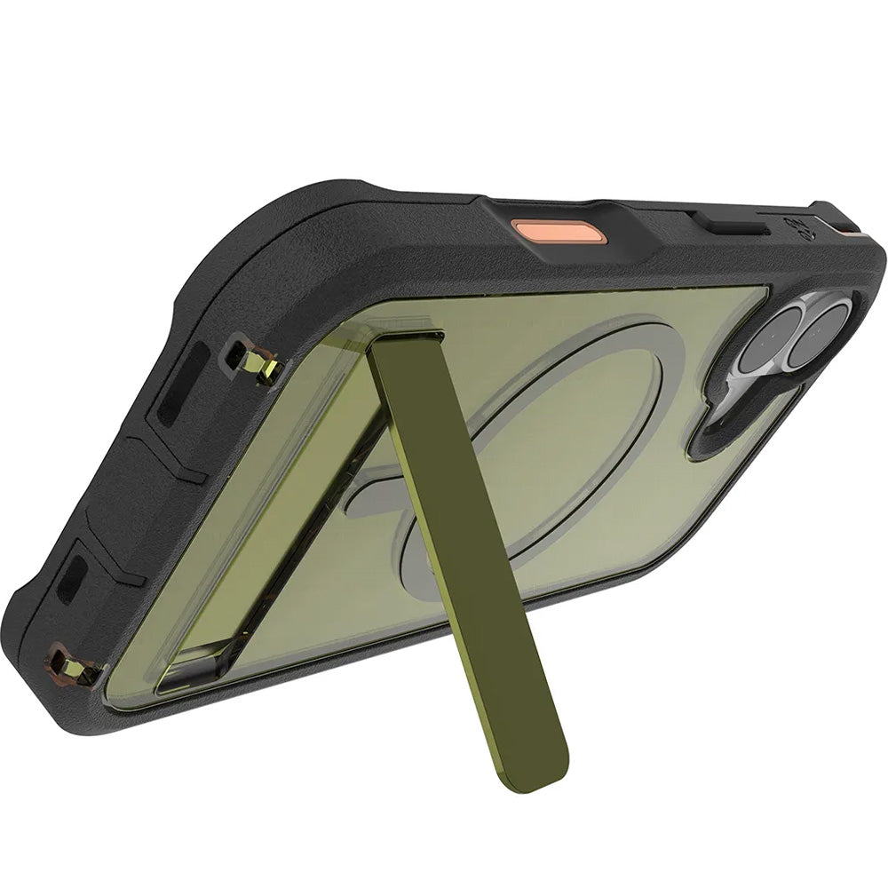 Handyhülle mit Ständer für iPhone 17, Zagg Rainier Snap Kickstand mit MagSafe, Grün