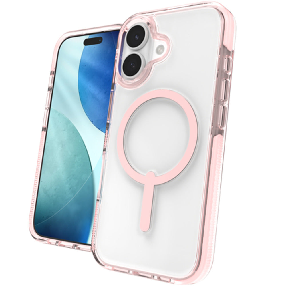 Handyhülle für iPhone 17, Zagg Santa Cruz Snap mit MagSafe, Transparent-Rosa