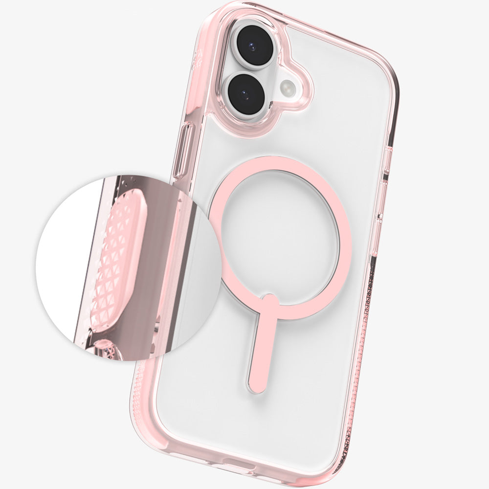 Handyhülle für iPhone 17, Zagg Santa Cruz Snap mit MagSafe, Transparent-Rosa