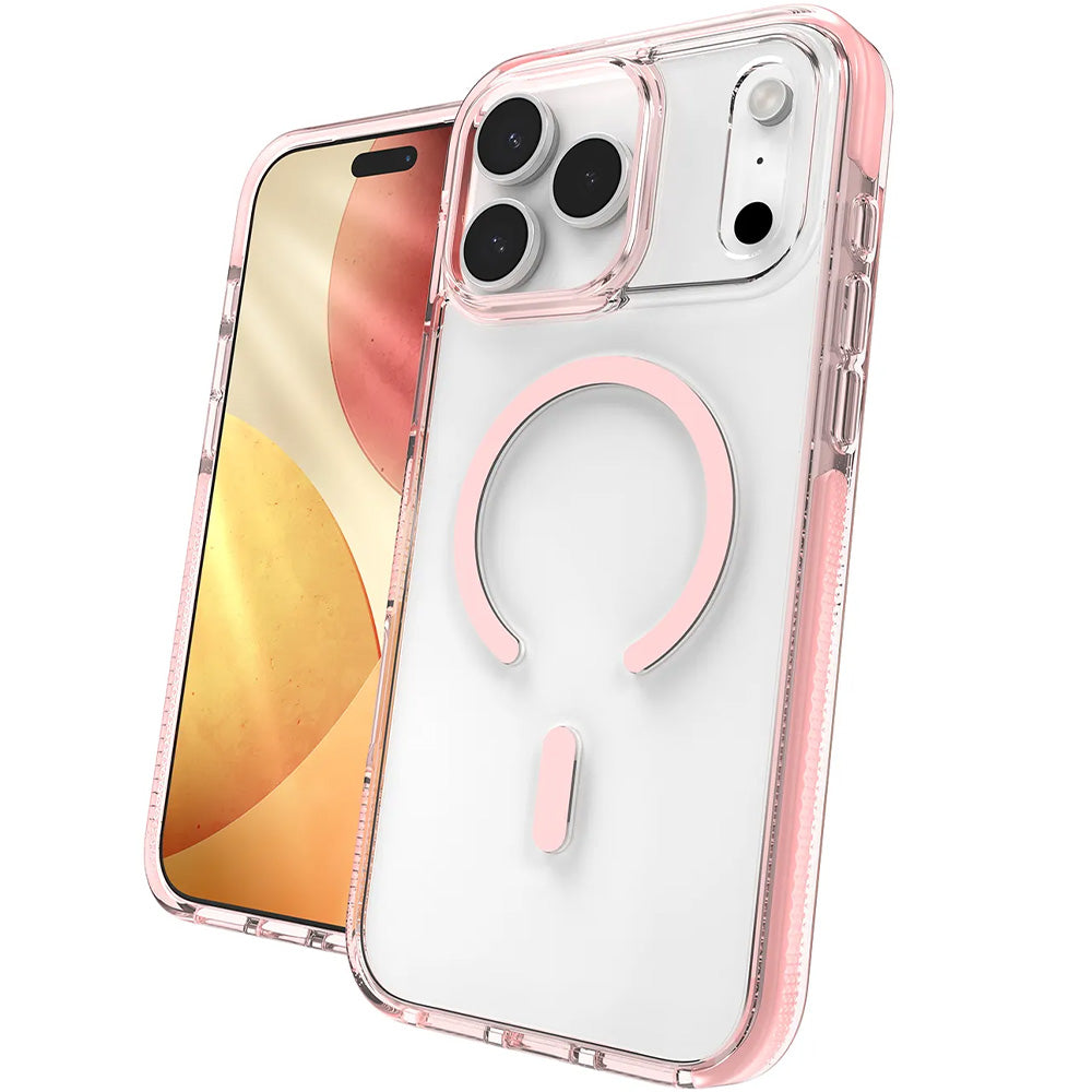 Handyhülle für iPhone 17 Pro Max, Zagg Santa Cruz Snap mit MagSafe, Transparent-Rosa